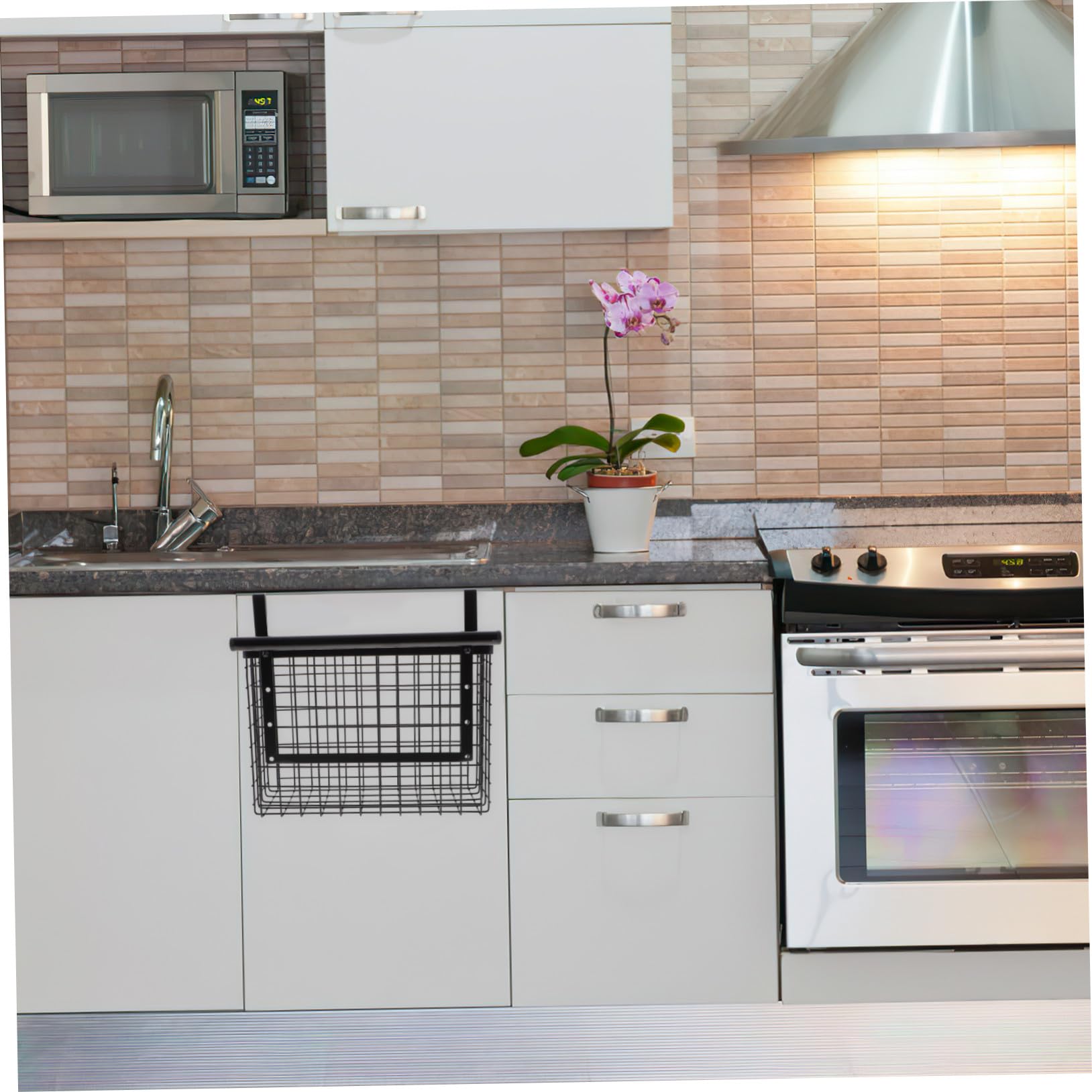 ULTECHNOVO Cesta Colgante Fácil de Instalar de Acero al Carbono para Cocina Organizador de Pared y Ahorro de Espacio, Adecuado para Armarios y Estantes de Cocina