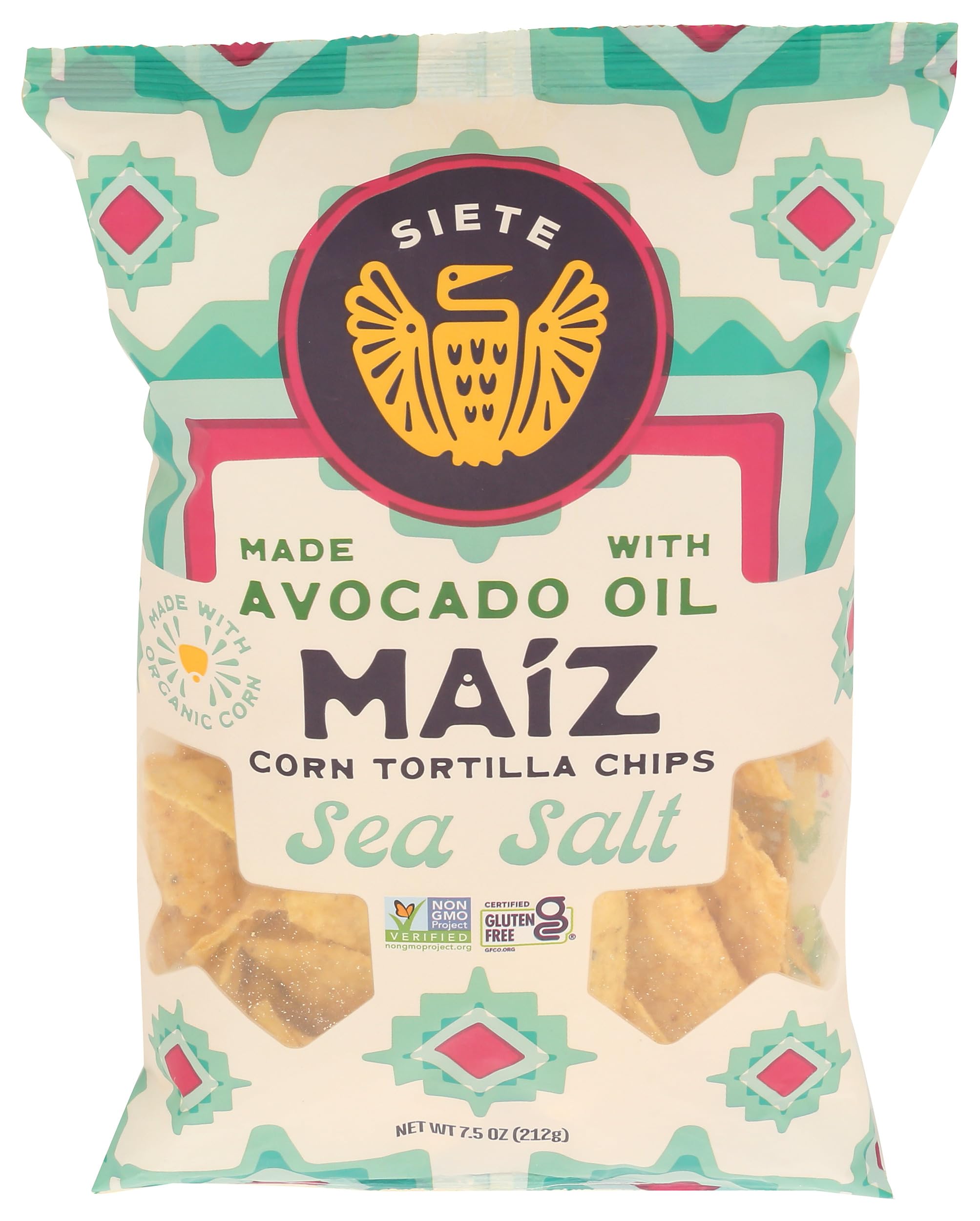 Siete Family Foods, Chips Tortilla Corn Sea Salt Maiz Yellow White, 7.5 Ounce