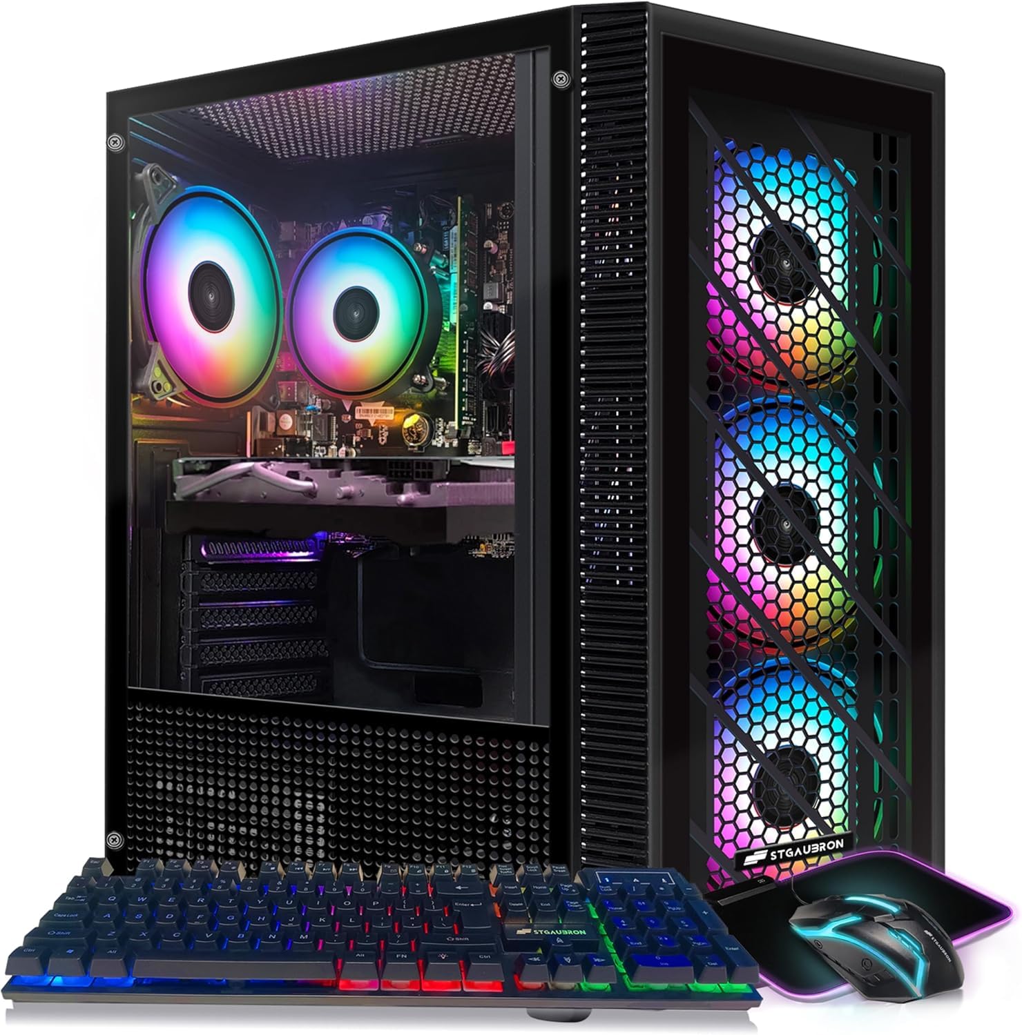 STGAubron Gaming PC Computer Desktop, Radeon RX 5500 XT 8G, Intel Core i5-9400F up to 4.1GHz, 16G DDR4, 512G SSD, 600M WiFi, BT 5.0, RGB Fan x4, Windows 11 Home