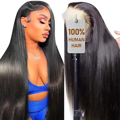 Miniatura 7 de Pelucas de cabello humano lacio brasileño con encaje frontal de 32 pulgadas para mujeres negras 13 x 6 pulgadas con cabello de bebé color natural