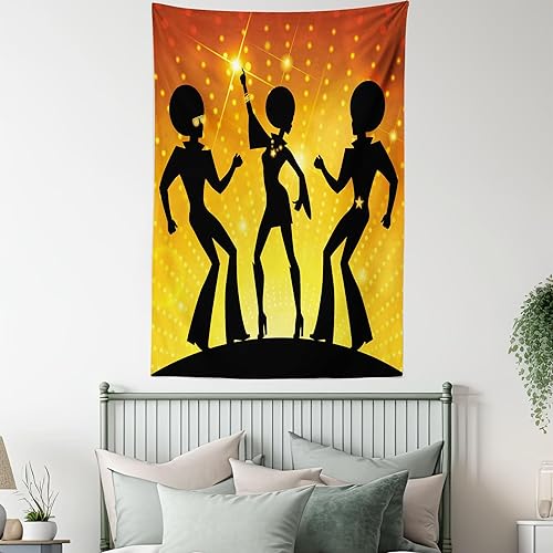 Miniatura 5 de Ambesonne Tapiz de fiesta de los años 70, bailando en discoteca con fondo bokeh estilo afro, colgante de pared para dormitorio, sala de estar,