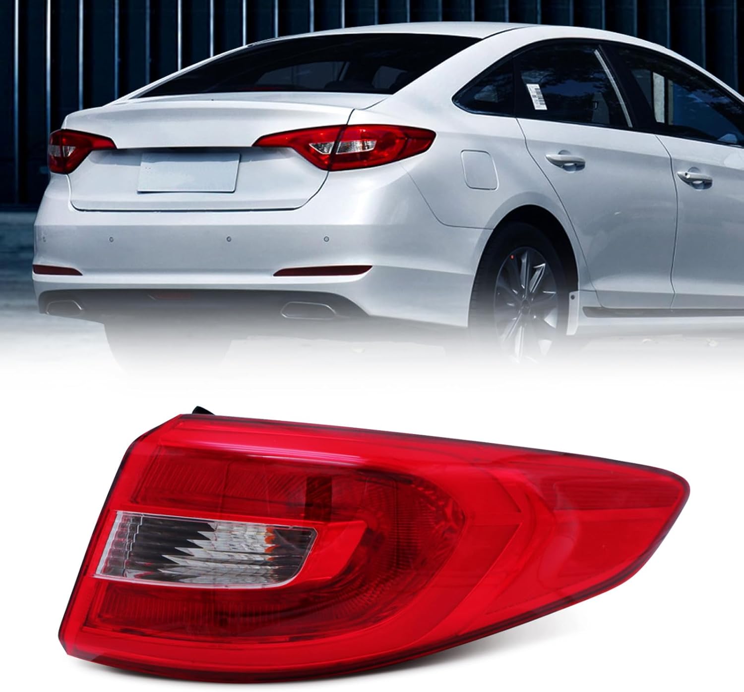 huray right tail light fit for hyundai sonata 2015-2017, halogen taillight w/bulb tail lamp rear brake lamp replacement for hy2805128 92402c2100, passenger side rh outer