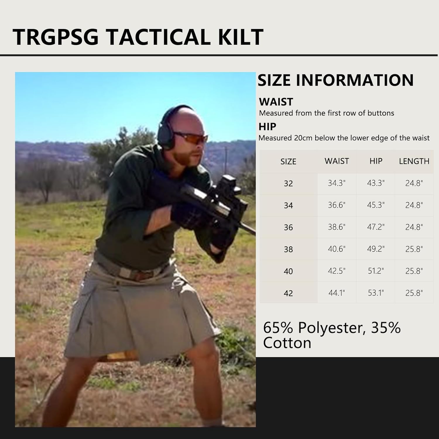 TRGPSG Pleated Utility Kilt for Men - Camo Scottish Tactical 23" Irish Highland Hybrid Kilt with Multi Pockets - Image 3