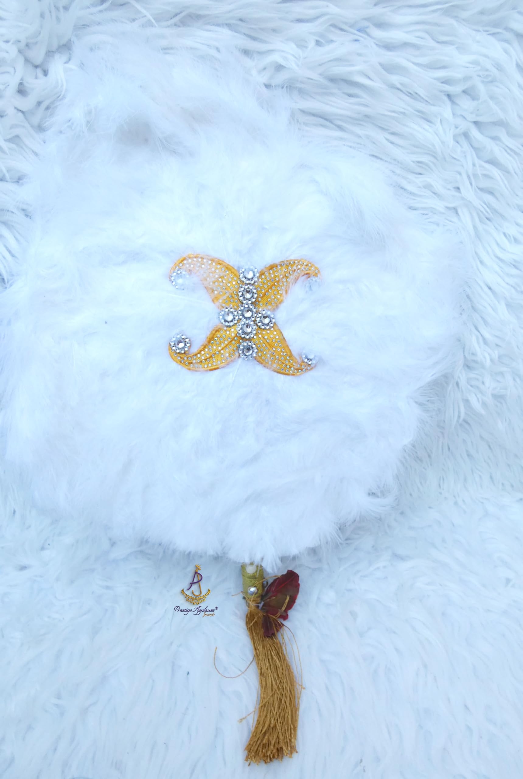 Białe ze złotymi piórami ślub zaręczyny Hand_fan Bridal Celebrant Akcesoria