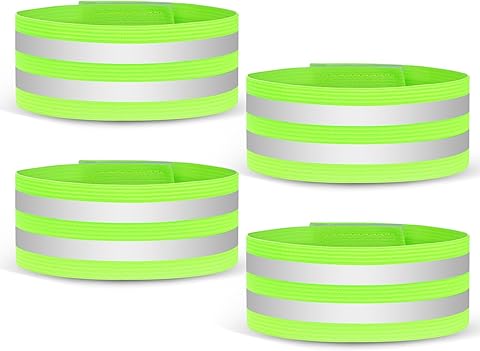 URAQT Bandas Reflectoras, Brazalete Reflectante Altamente Reflexivo, Bandas de Muñeca/Tobillo, Banda de Seguridad Reflectantes, Bandas de Neón para Running, Ciclismo, Adultos, Niños