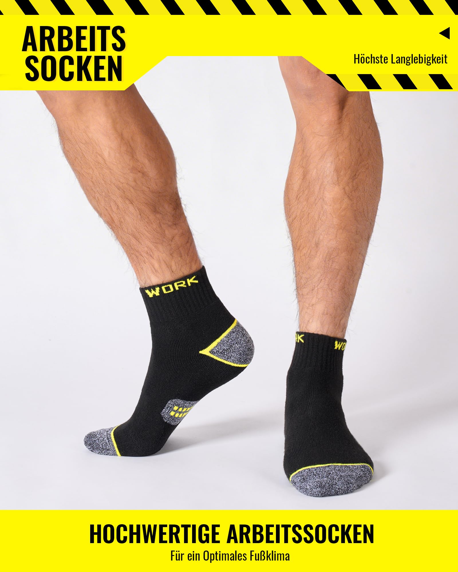 Quarter Chaussettes de Travail Homme - 10 Paires, Socquettes Classiques avec Talons et Pointes Renforcés, Confortables et Respirantes, Semelle Rembourrée, Durables，WORK socks - 5