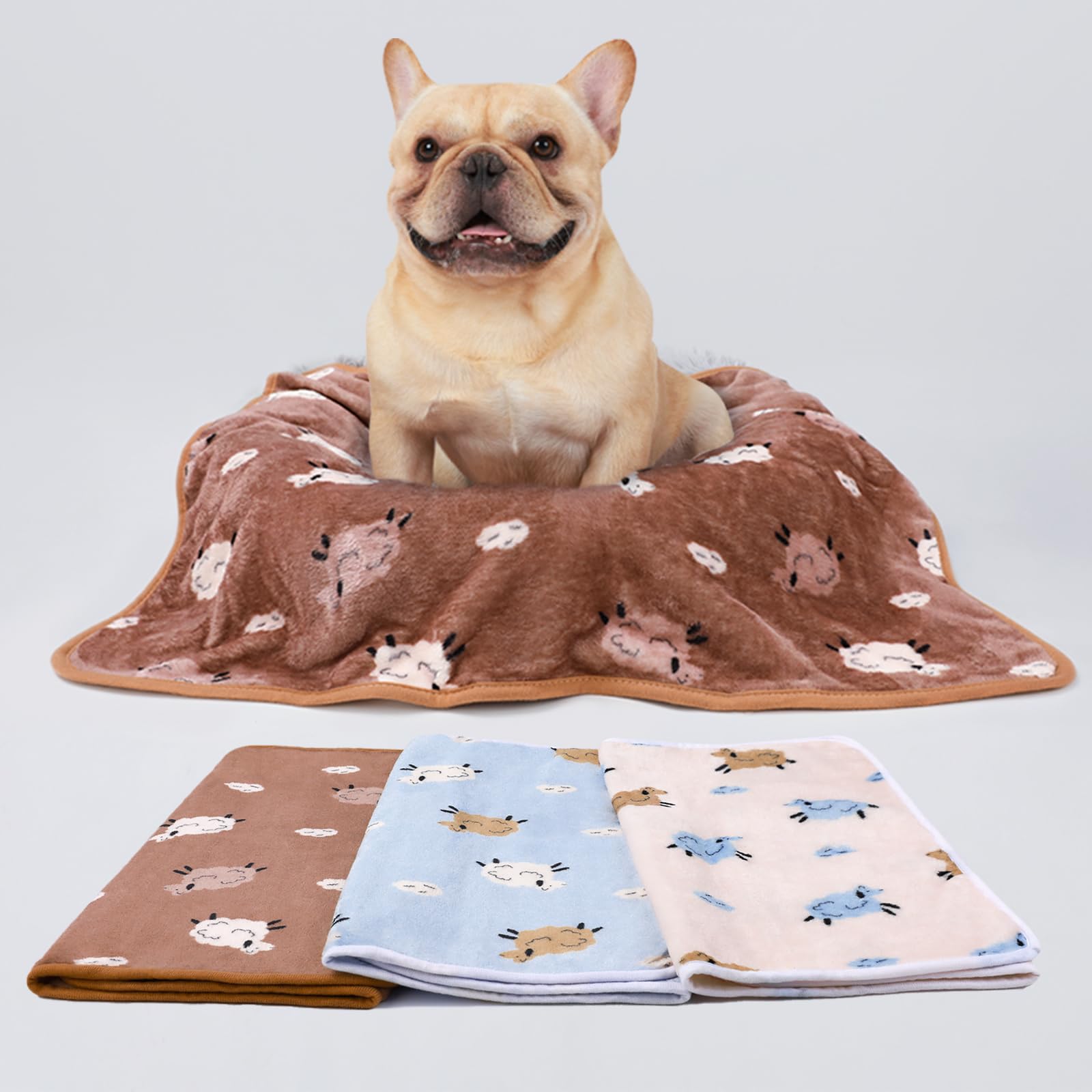 luciphia 3 Pezzi Coperta per Cane/Gatto Lavabile Soffice Durevole, Morbida e Calda Flanella,Agnello,Small (60 * 40cm)