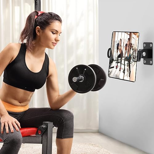 Miniatura 5 de Soporte de pared para tableta de doble tirador, adecuado para tableta o teléfono inteligente de 4.7 a 12.9 pulgadas, lugares médicos, fábrica,