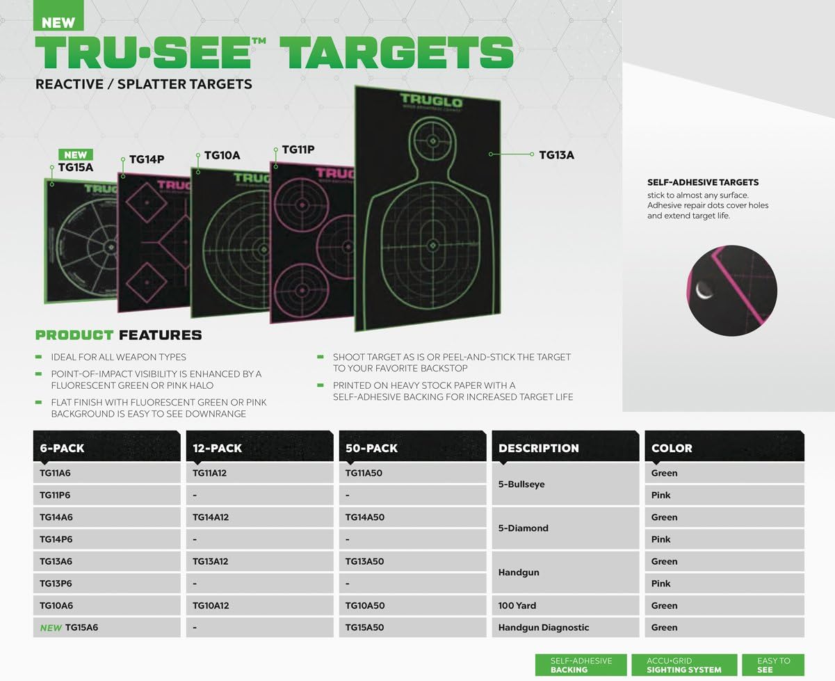 Truglo Handgun Paper Shooting Targets, 12" x 18"