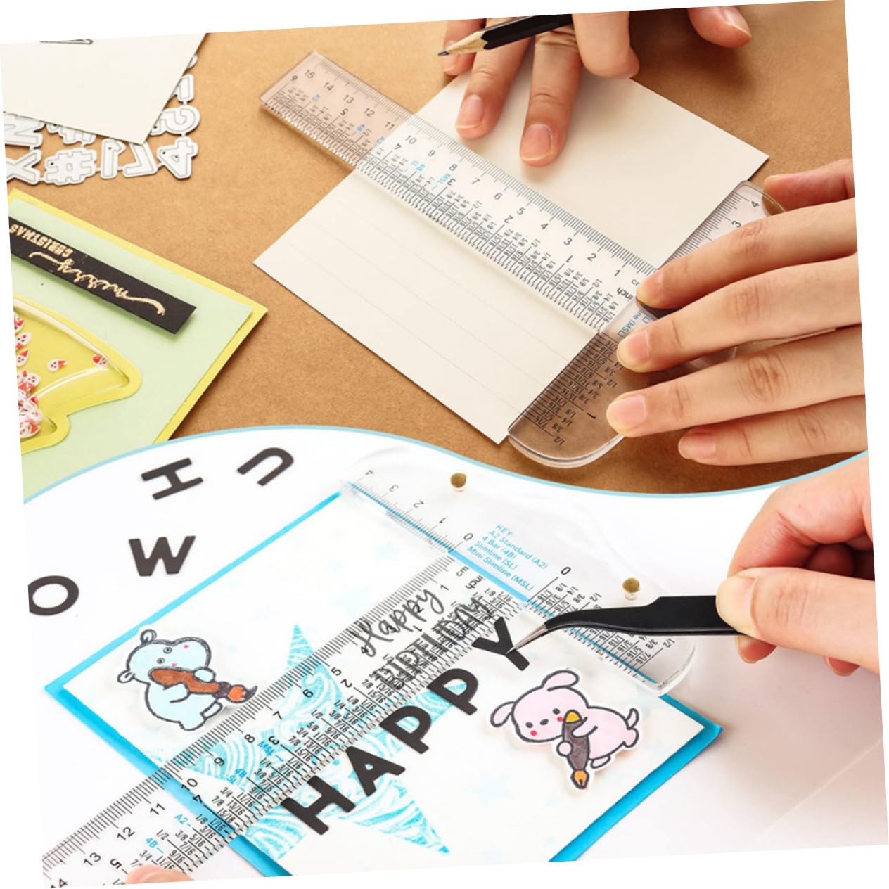 Artibetter 5pezzi Righello t Trasparente Plastica Per Cucito e Disegno Strumento Di Misurazione Leggero e Compatto Per Progetti Di Artigianato e Patchwork