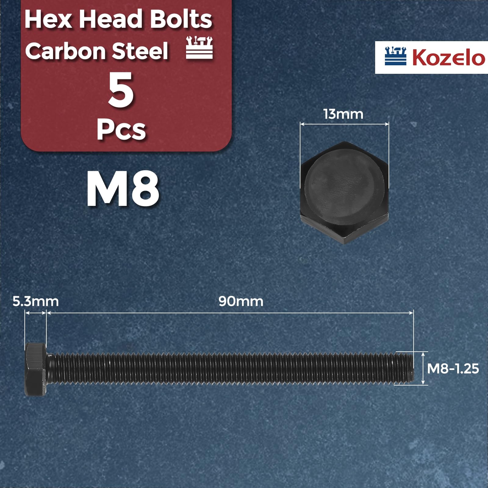 Kozelo 5 Pcs Hex Head Screws Bolts - Image 2