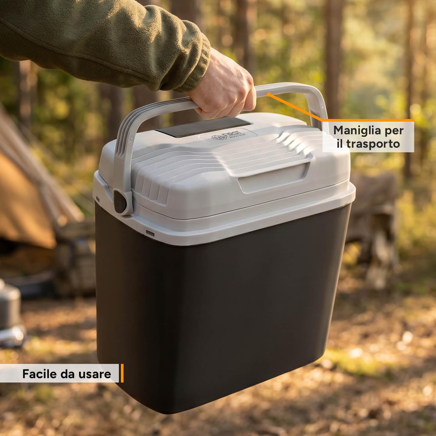 TZS First Austria Frigo Portatile Elettrico 20L Tripla Alimentazione 12V/230V/USB-C Raffreddamento Riscaldamento Nero Grigio