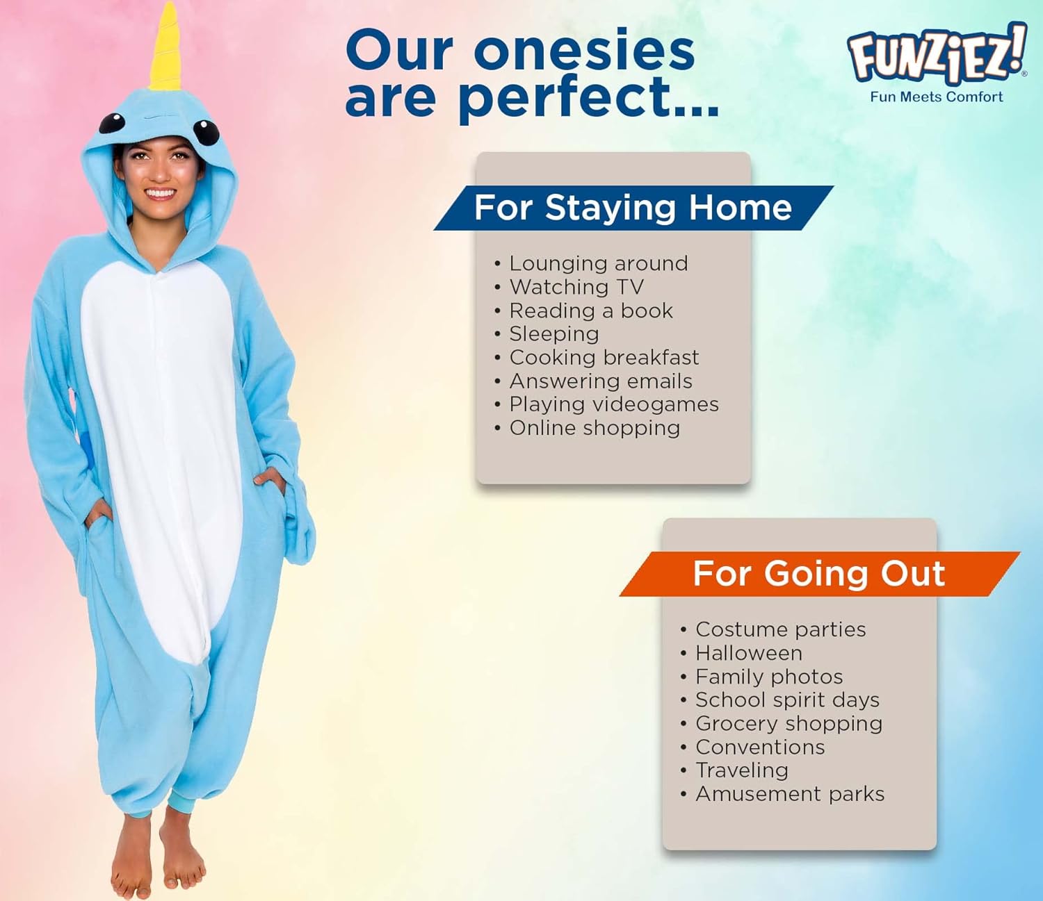 Funziez! Sea Creatures Onesie Lobster, Clown Fish, Hammerhead Shark, Octopus, Squid - Plush Adult Animal Costume Jumpsuit - Image 5