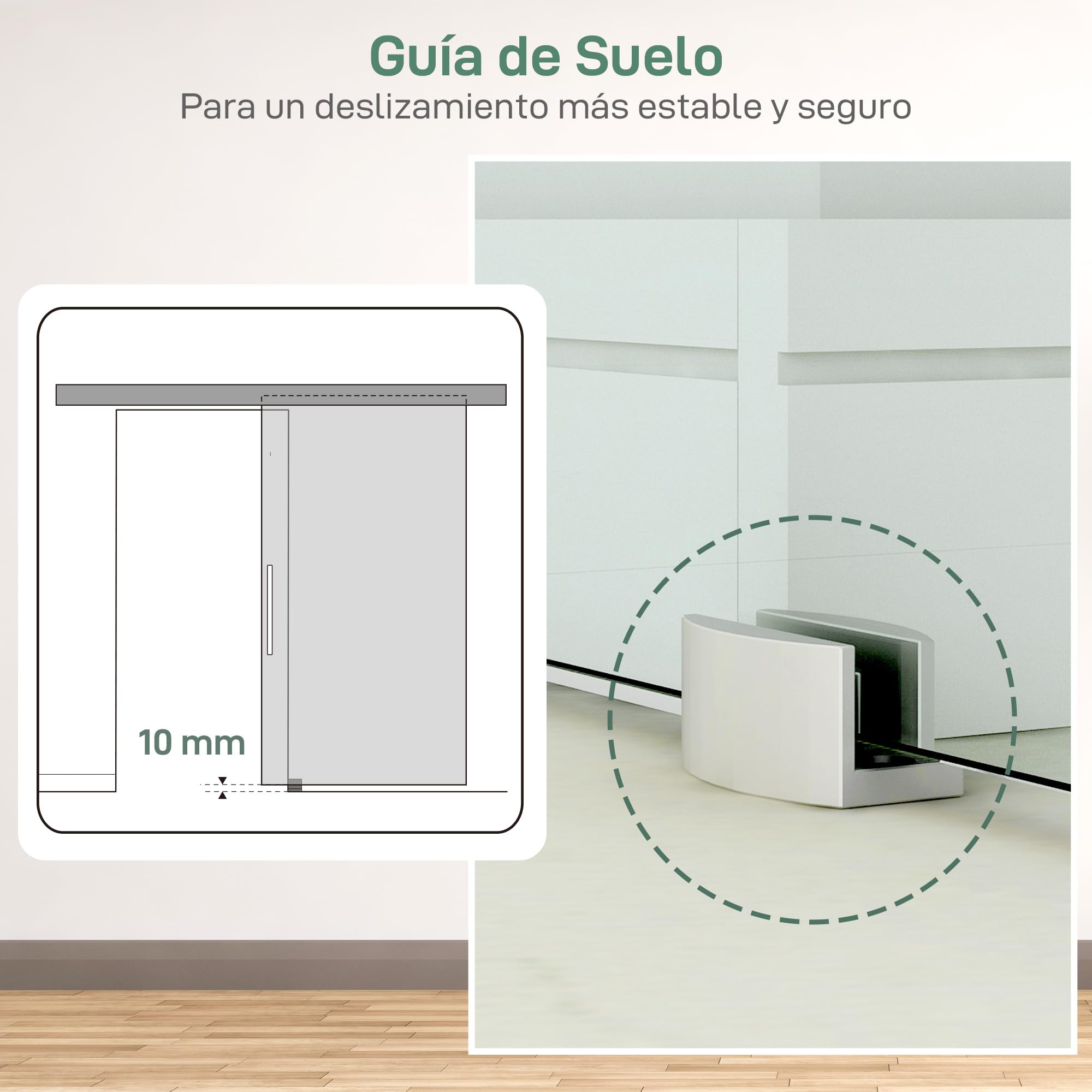 HOMCOM Puerta Corredera 77,5x205 cm Puerta Corrediza de Cristal con Riel Silenciosa para Sala de Estar Comedor Translúcido