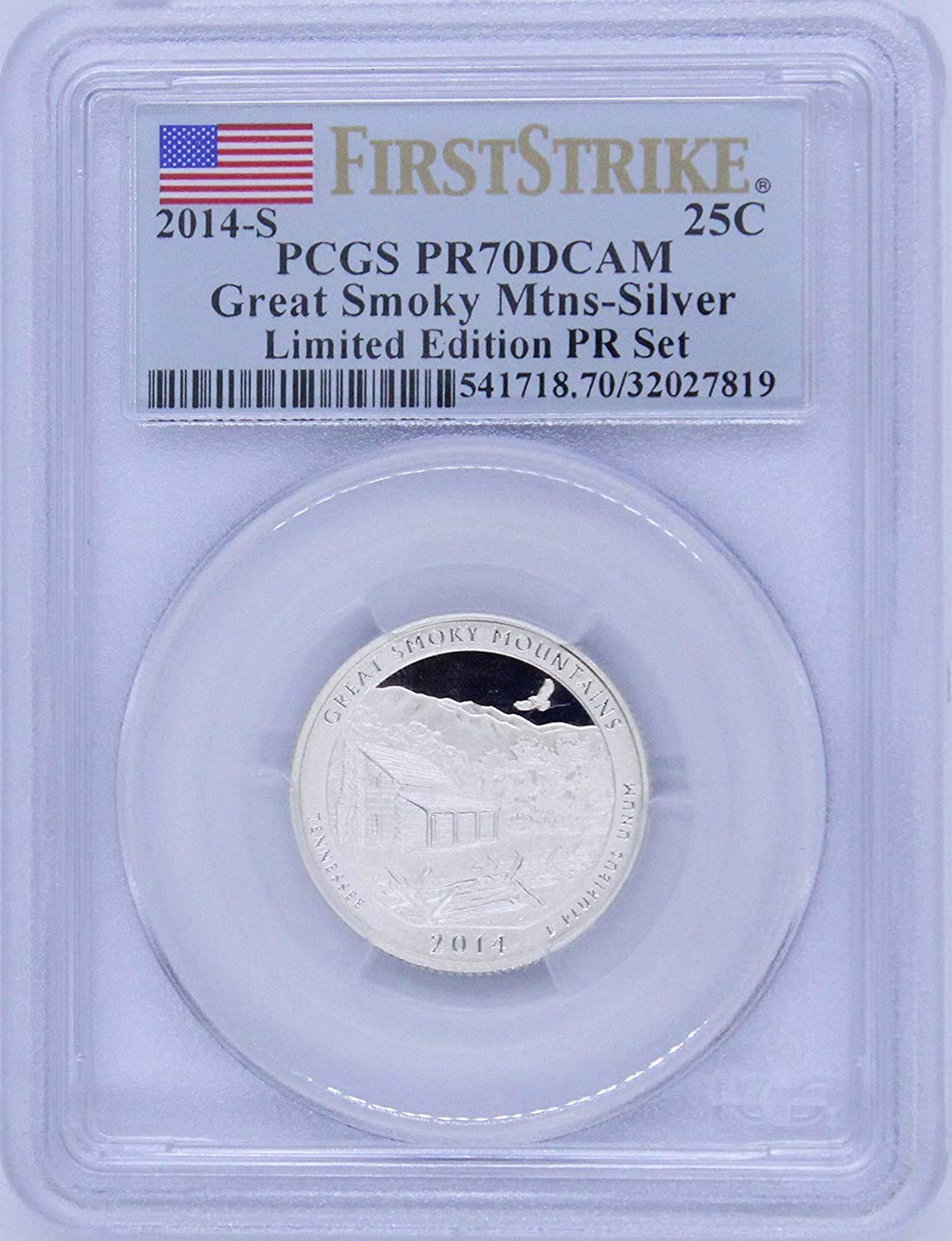 2014 S Great Smoky Mtns - Silver 25C Coin. FIRST STRIKE. Limited Edition PR Set Quarter PR-70 PCGS