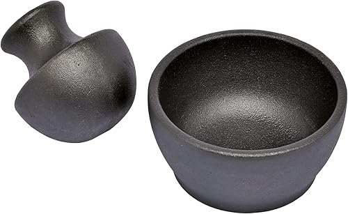 Zassenhaus Manu - Mortero y mortero de hierro fundido, 4" x 3", negro