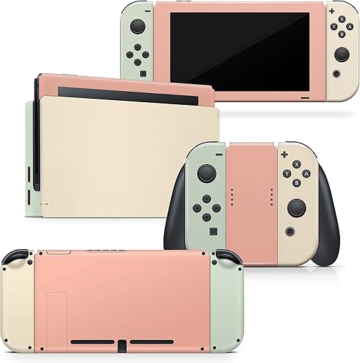Tacky Design Pastel Classic Skin Compatible with Nintendo Switch Skin Wrap Cover, Color Blocking Skin for Nintendo Switch Stickers, Premium 3M Vinyl Full Wrap Decal.