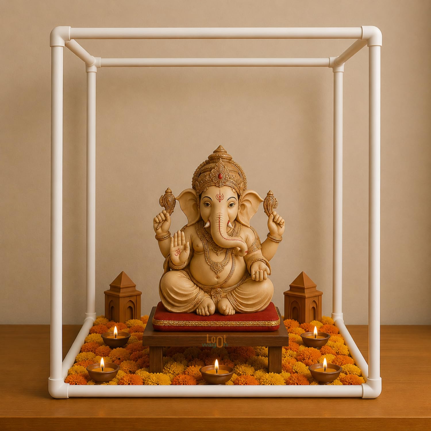 DIY PVC Mandap Decoration Stand Kit | Reusable Pooja Mandap Frame for Ganesh Chaturthi, Janmashtami, Navratri, Durga Puja, Diwali | Easy Assembly Festival Decoration Stand-image-34