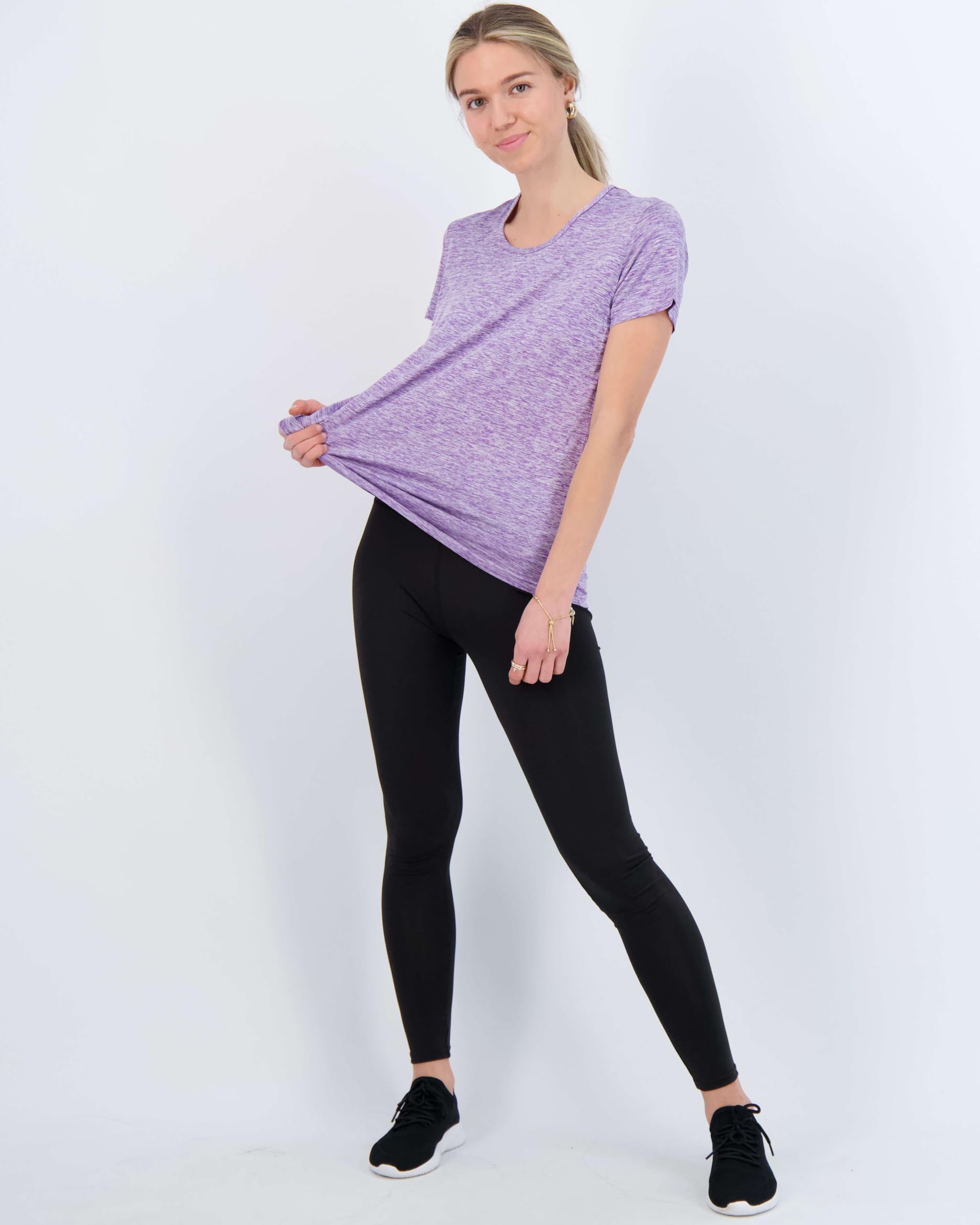 Real Essentials Lot de 5 t-Shirts athlétiques à Manches Courtes et col Rond pour Femme Dry Fit Tech Stretch