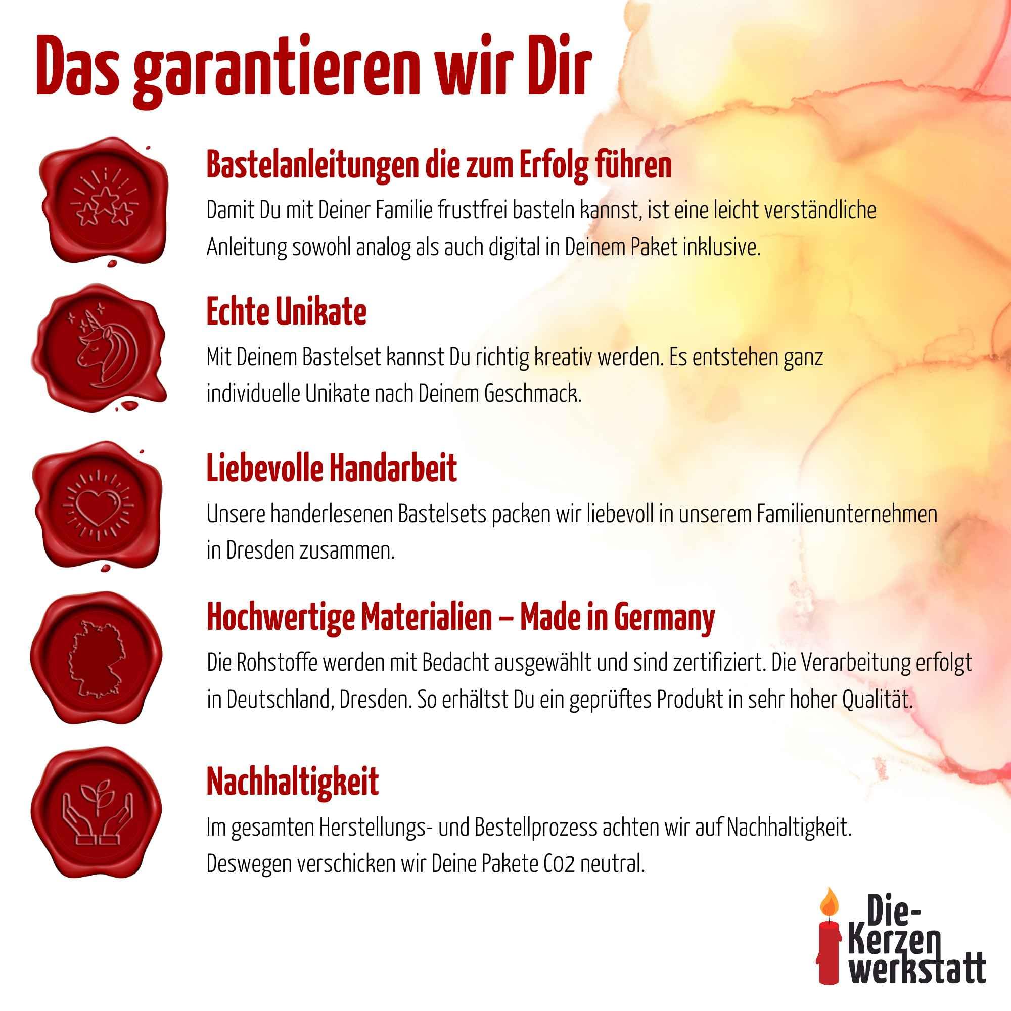 DIY-Set: Kerzen gießen | Für bis zu 14 Kerzen | Bastelset Kerzen selber machen | Basteln mit Kindern | Geschenkidee | Bastelabend