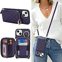 Vista 17 de Funda tipo cartera con bandolera para iPhone 15 Pro Max, funda de piel sintética con cierre de cremallera, funda tipo atril con ranuras para Oro Rosa