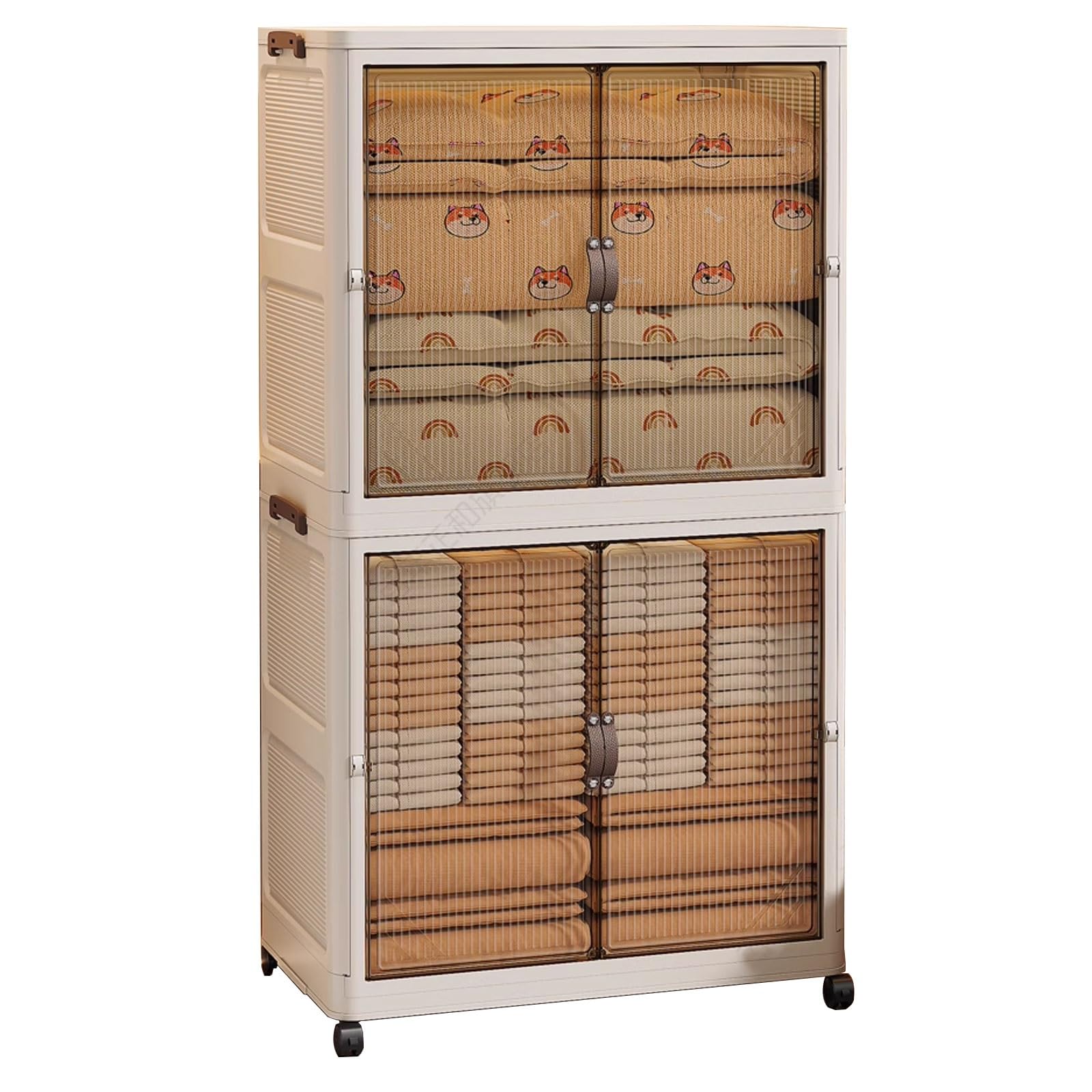 armadio, Con coperchio, design completamente chiuso con ruote girevoli a 360° e chiusura magnetica in plastica(80 * 41 * 141cm)