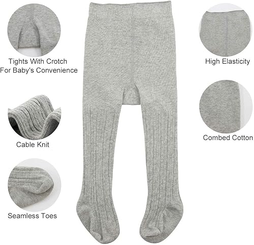 Miniatura 4 de Zando Medias de bebé acogedoras de algodón cálido de punto trenzado para invierno mallas suaves para bebés leggings para recién nacidos medias