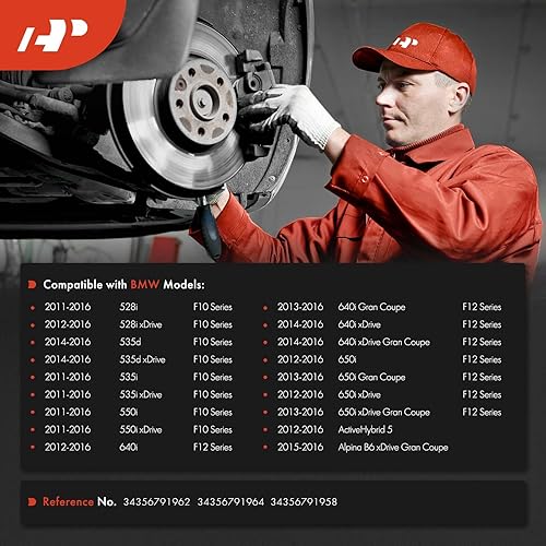 Miniatura 3 de A-Premium Sensores de desgaste de pastillas de freno de disco delanteras y traseras compatibles con BMW 528i, 535d, 535i, 550i, 640i, 650i,