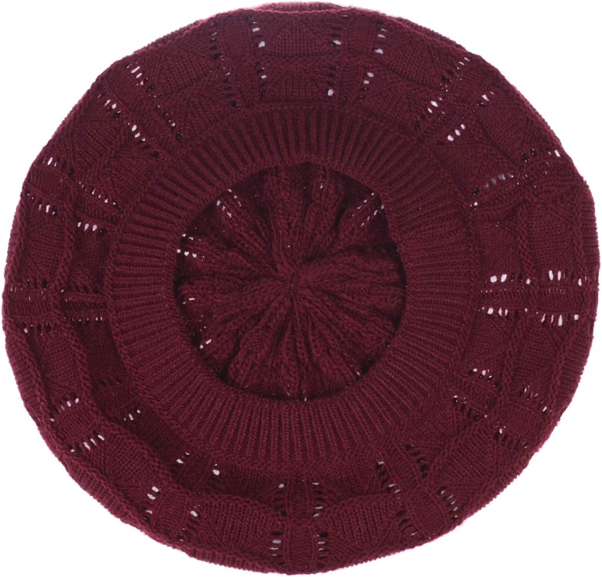 BYOS Chic Soft Knit Airy Cutout Lightweight Slouchy Crochet Beret Beanie Hat - Image 4