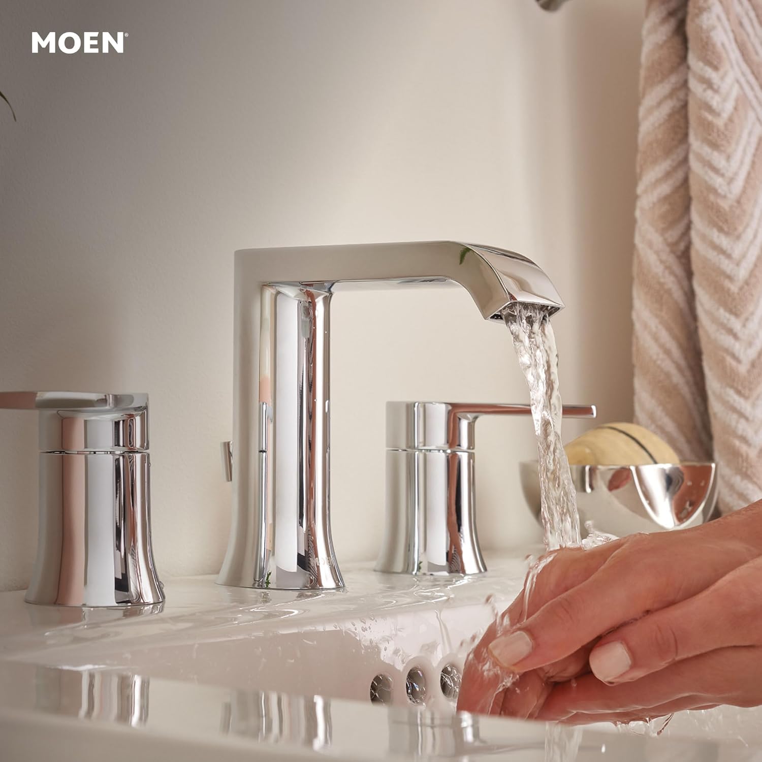 Moen Genta Chrome Adjustable Widespread Two-Handle Bathroom Faucet, Valve Included, 84763