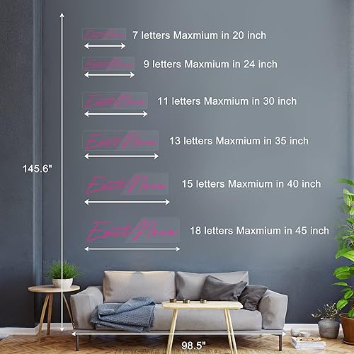 Miniatura 7 de Letreros de luces LED de neón, personalizables, para fiesta, boda, cumpleaños, hogar, dormitorio, uso en interiores, varios tamaños, texto de color,