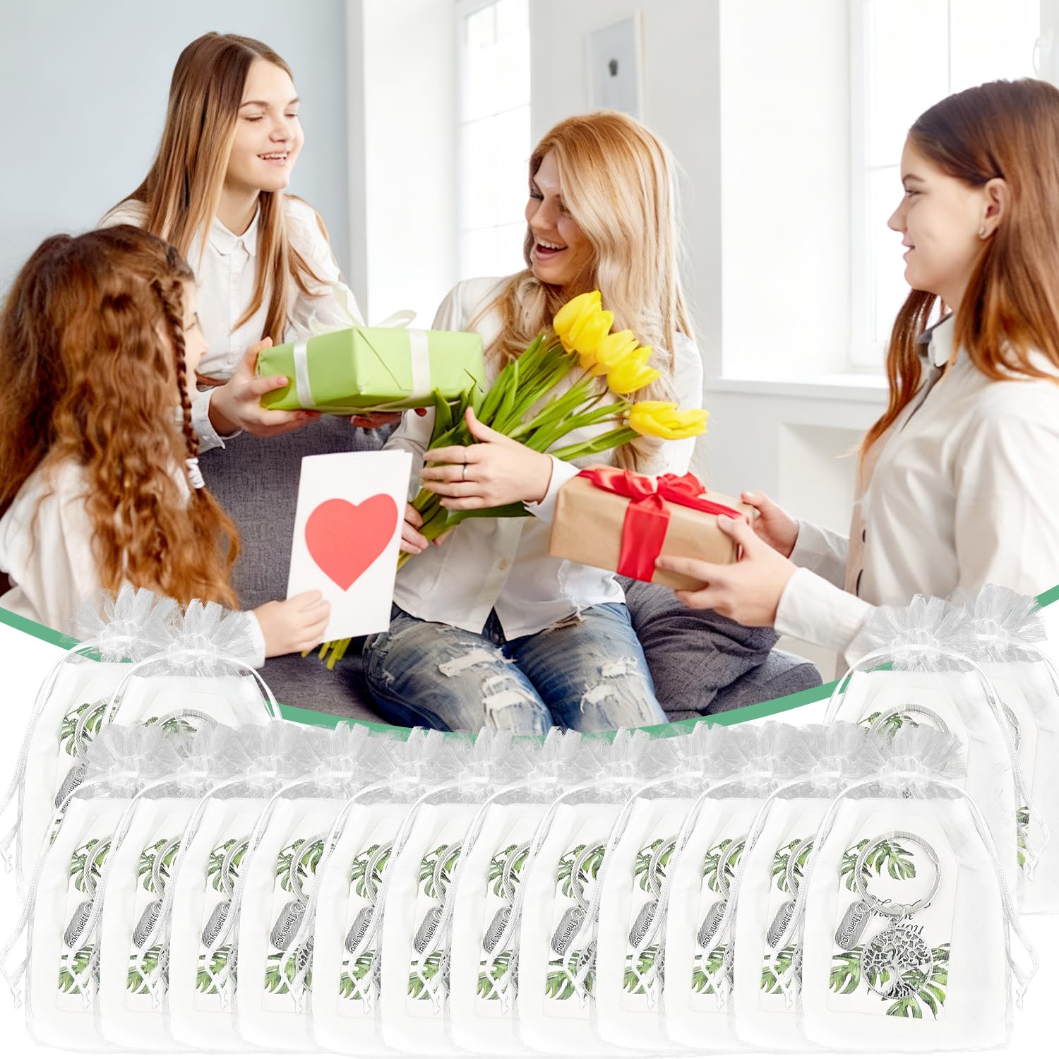 Set de 16 Regalos para Profesores – Llavero Árbol de la Vida con Tarjeta de Agradecimiento para Educación Infantil, Primaria, Secundaria, Jubilación o Despedida