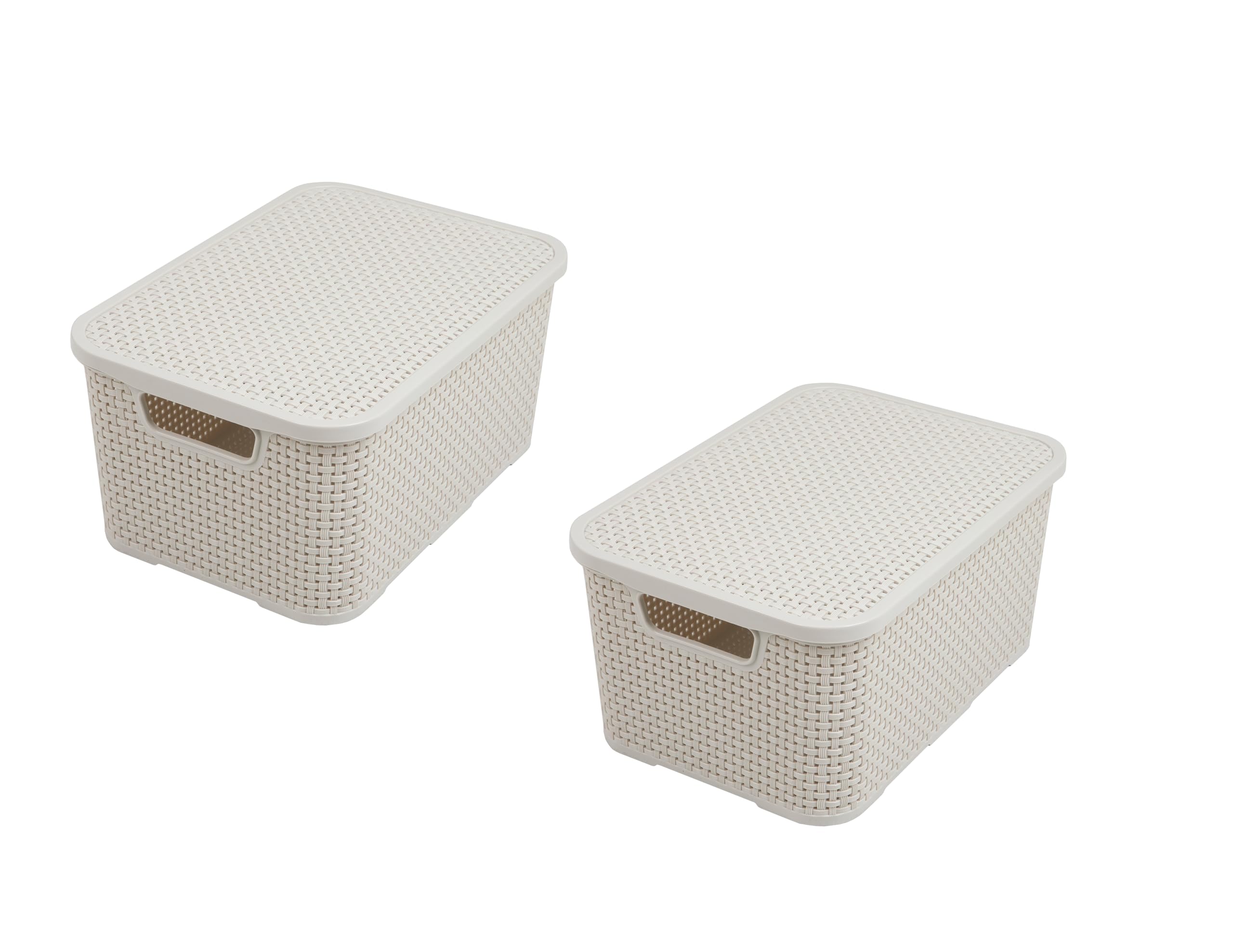BranQ - Home essential Pack of 2 Plastic Baskets PP Cream 19L