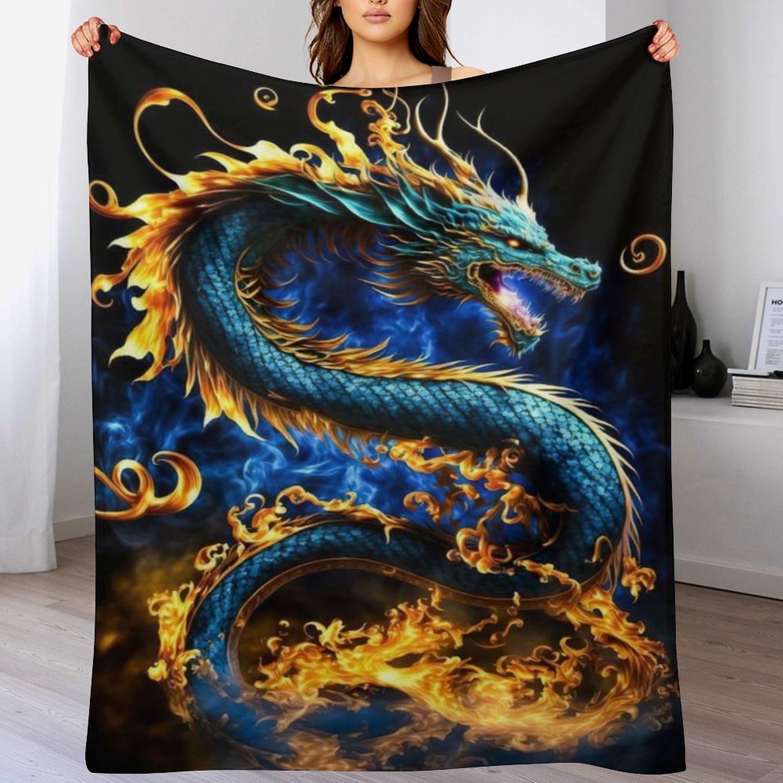 Plaid en polaire dragon idéal pour le voyage et les nuits au lit