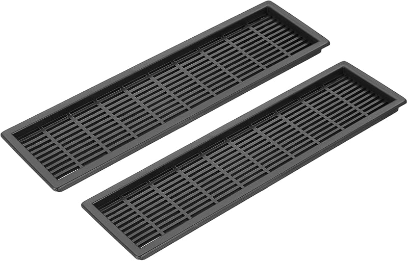 PATIKIL 9 Inch Rectangle Ventilation Grille, 2 Pack Plastic Air Vent Cover Louvered Ventilation Cover Mesh Air Vent for Cabinet Wardrobe Shoe Closet, Black