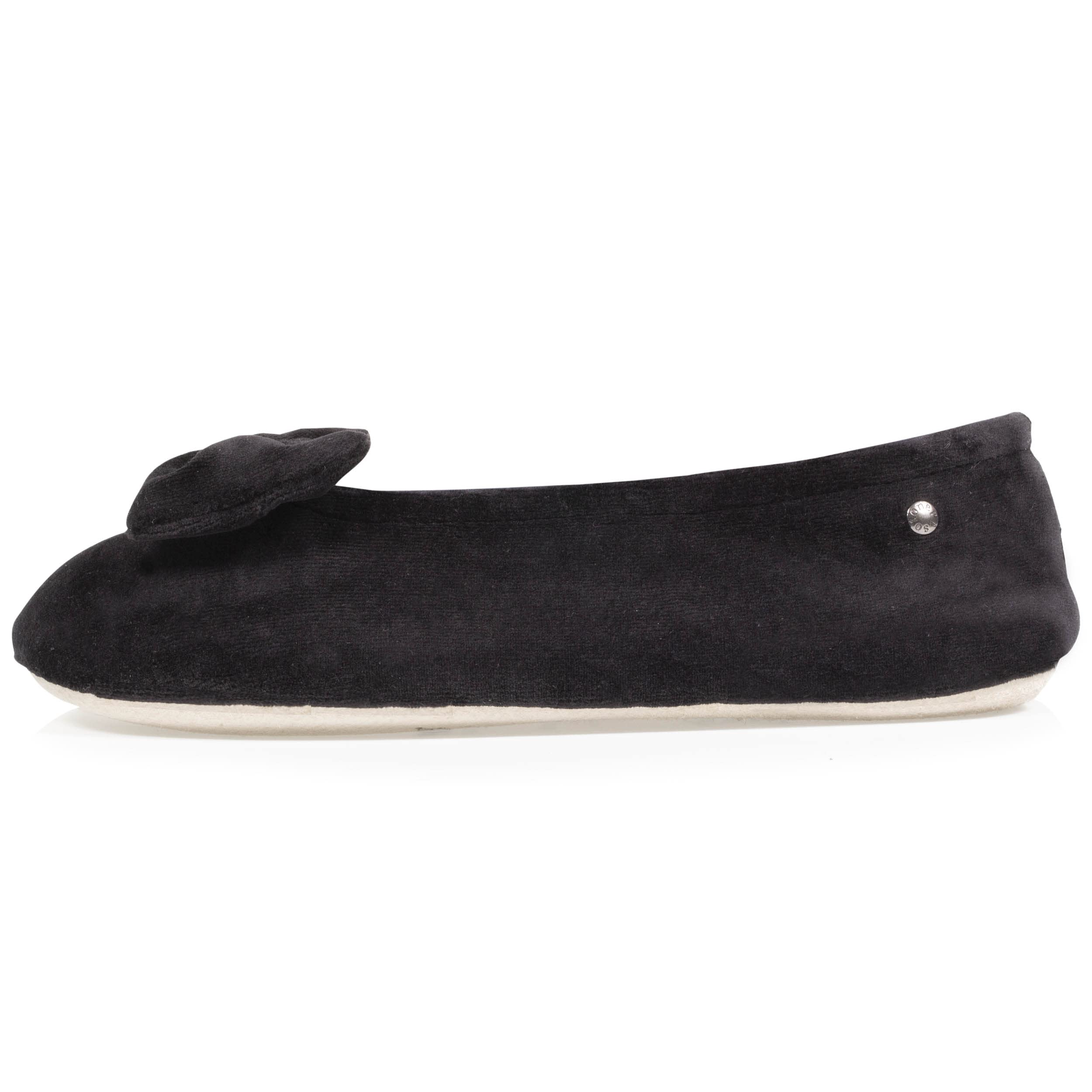 Isotoner Ballerine Grand Noeud Isotoner chaussons femme noeud velours noirFemme