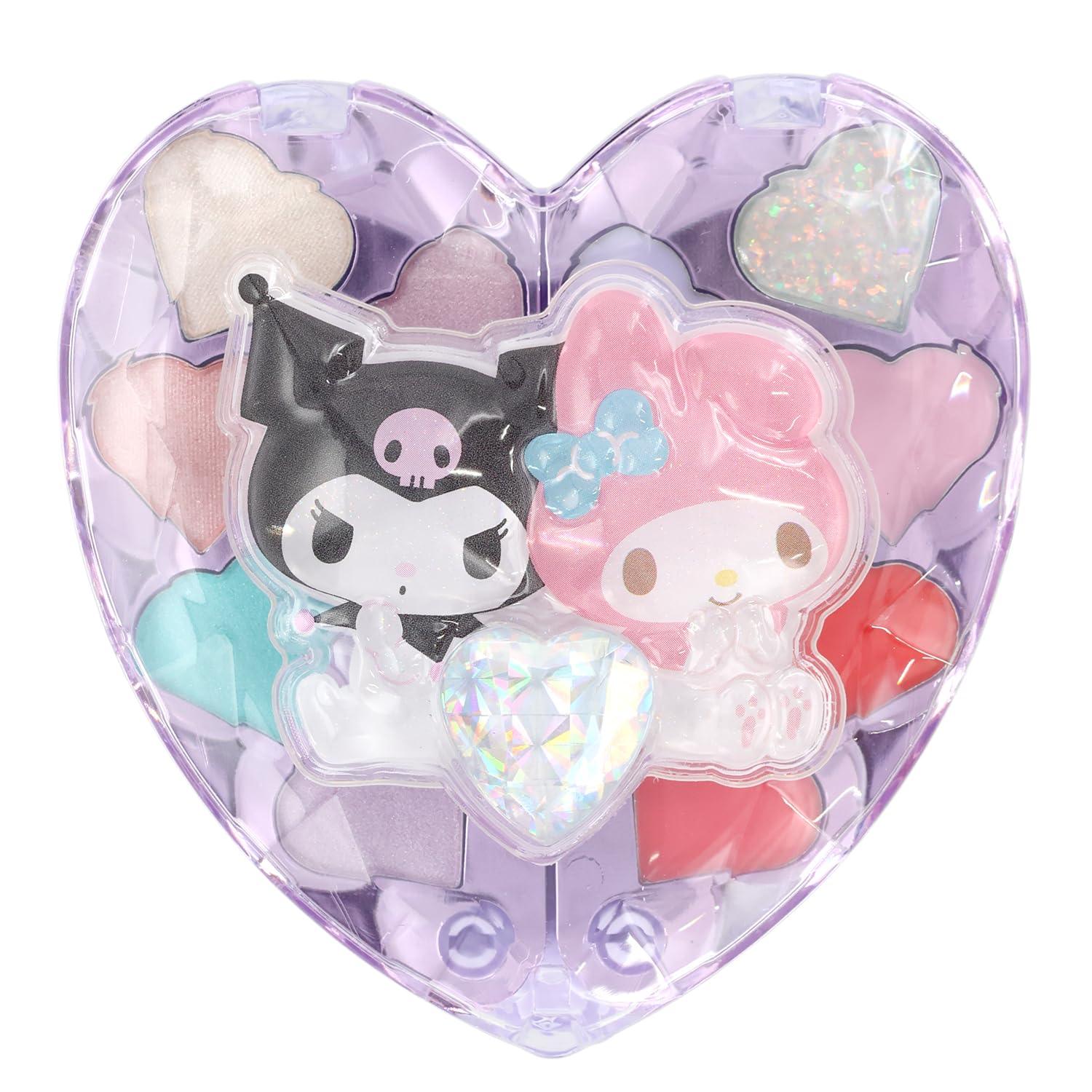 Sanrio My Melody Kuromi Kids Makeup Compact Heart Shaped Cosmetics Set