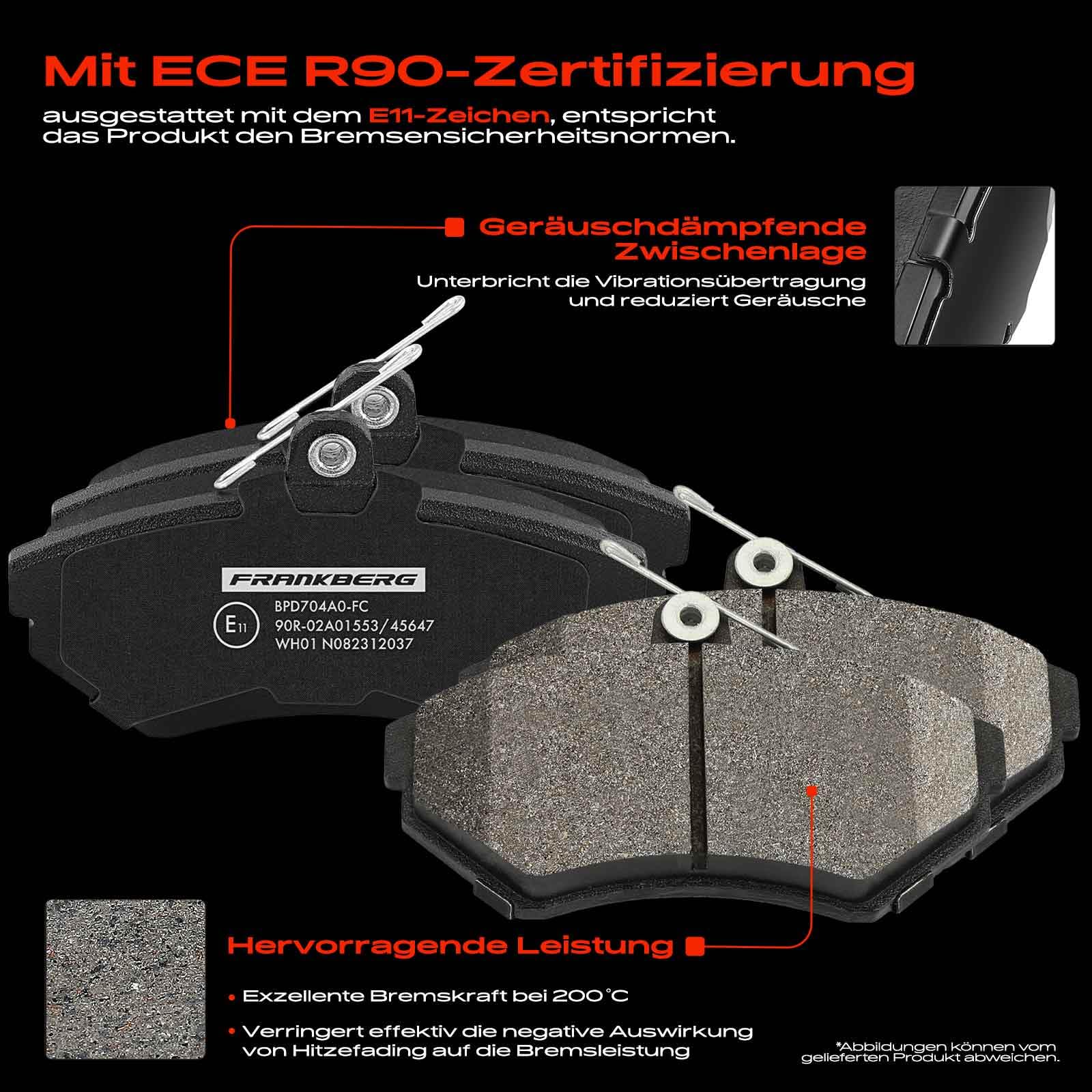 Frankberg Bremsensatz inkl. 2x Bremsscheiben + 4x Bremsbeläge Vorne Kompatibel mit L.u.p.o 6E1 6X1 Golf III Variant 1H5 Golf IV Cabriolet 1E7 Replace# 6N0615301D