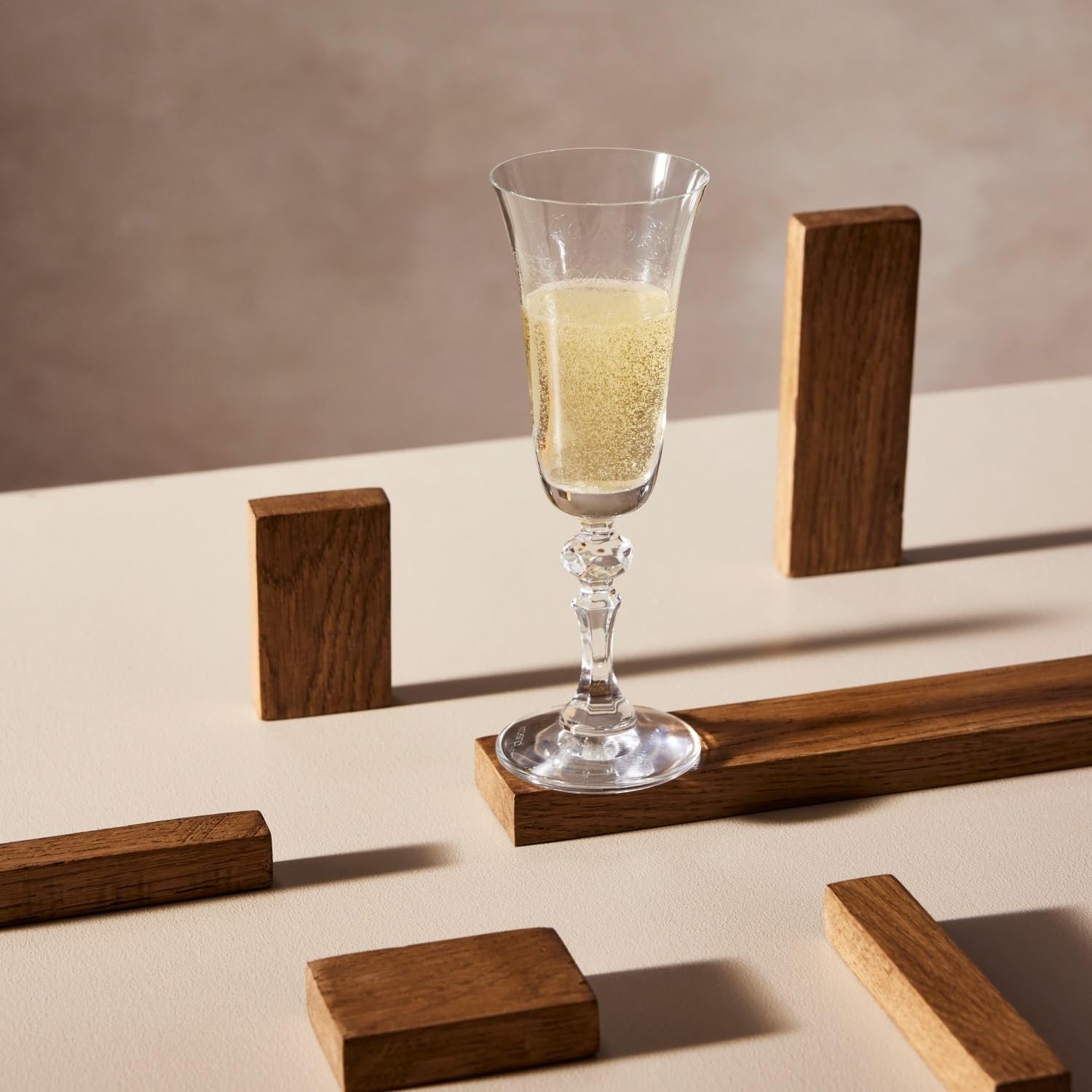 Krosno – Flûtes à Champagne et Prosecco 165 ml – Lot de 6 – Collection Krista Deco – Cristal Sans Plomb – Design Classique avec Motif Transparent