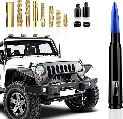 Miniatura 1 de Dewkou Pack-1 antena de bala para camión antena de bala de alta calidad altamente duradera reemplazo universal de antena corta para vehículo con