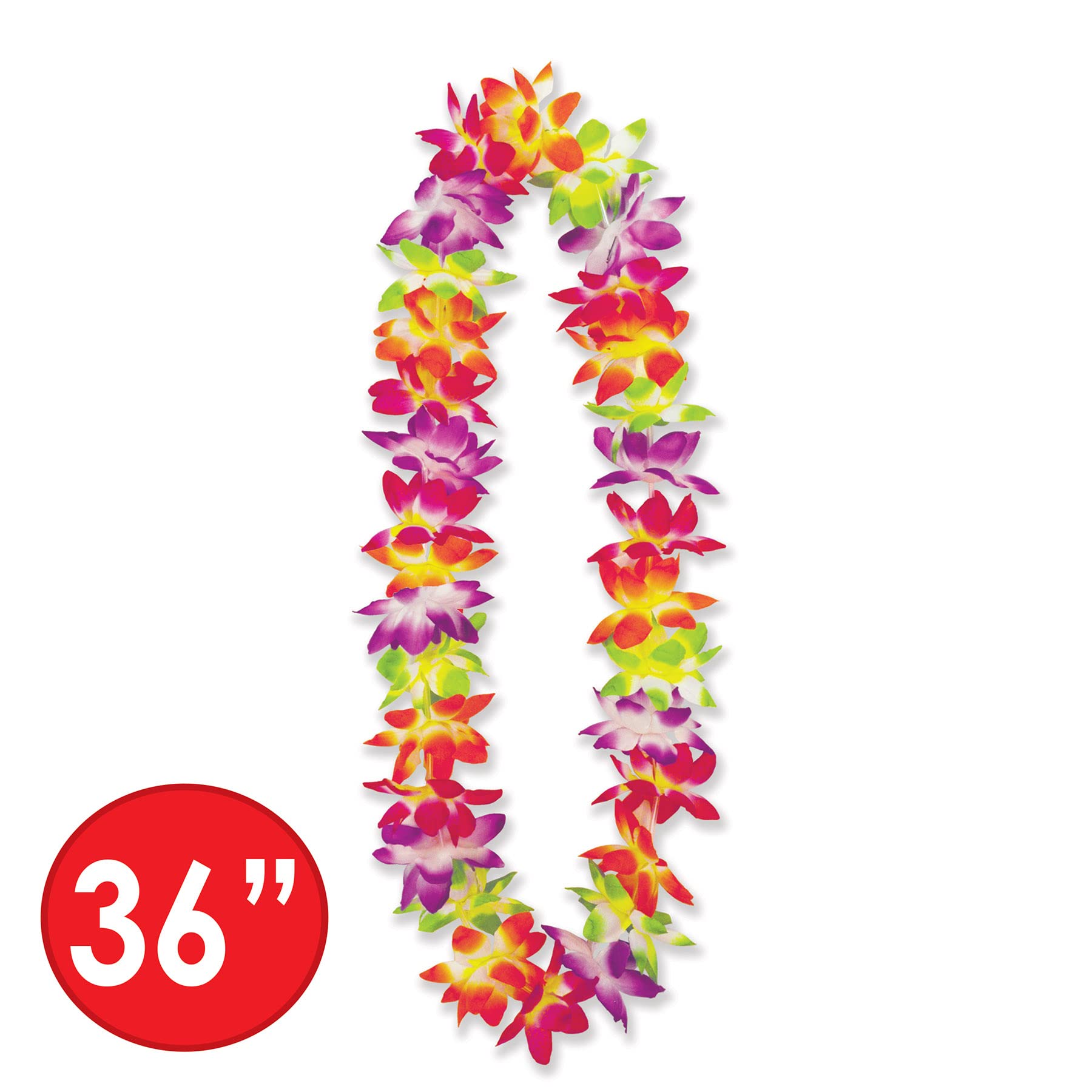 Beistle Tropisches Luau-Kostüm – extra großer Bast-Hula-Rock, verstellbares Kokos-Bikinioberteil und mehrfarbige Blumenlei, Hawaii-Party-Verkleidungsset für Strandveranstaltungen, Sommerfeiern und