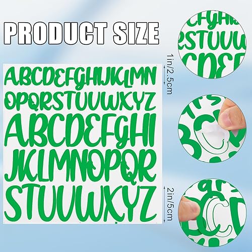 Miniatura 9 de 416 piezas de 8 hojas de calcomanías de letras, 1 pulgada y 2 pulgadas, calcomanías autoadhesivas del alfabeto, calcomanías de vinilo impermeables