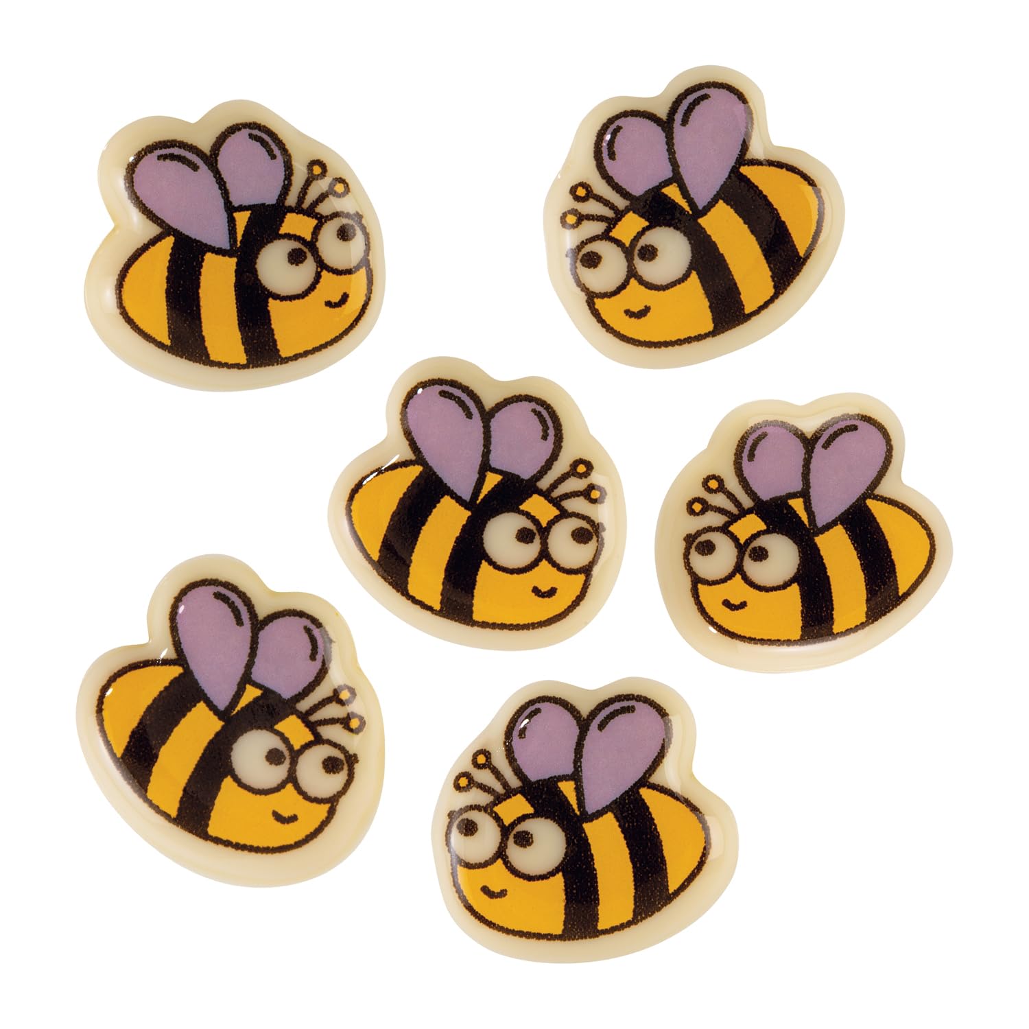 Günthart 180 Stück kleine Bienen aus weißer Schokolade Schokoladenaufleger geeignet für Kuchen und Cupcakes