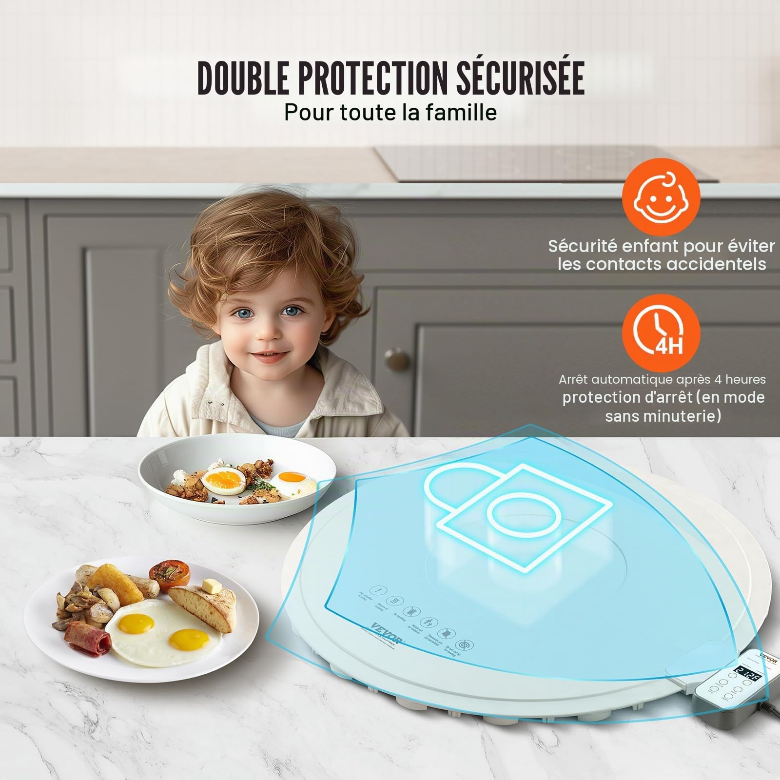 VEVOR Chauffe Plat Électrique en Silicone Enroulable et Portable, Plateau Chauffant pour Buffet 60 cm, Tapis Chauffant Alimentaire avec 4 Réglages de Température, Arrêt Automatique, pour Restaurant