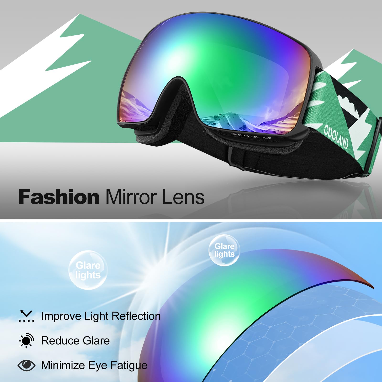 Odoland Lunettes de Ski Enfants Anti-UV400 Anti-Buée OTG Sphérique