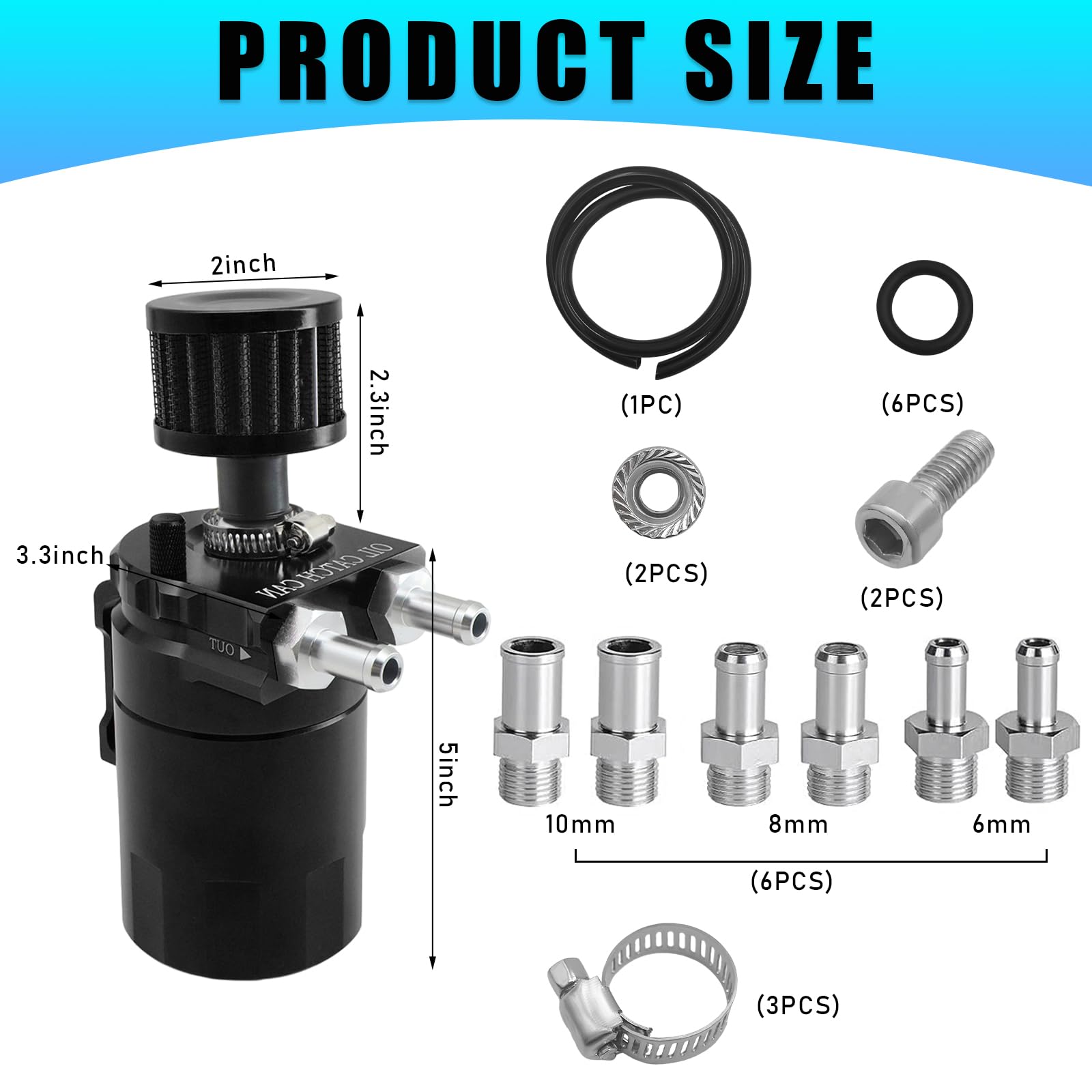 ALAVENTE Universal Oil Catch Can Tank With Breather 400ml Aluminum Dual Cylinder Polish Baffled Engine Air Oil Separator Tank Reservoir Kit