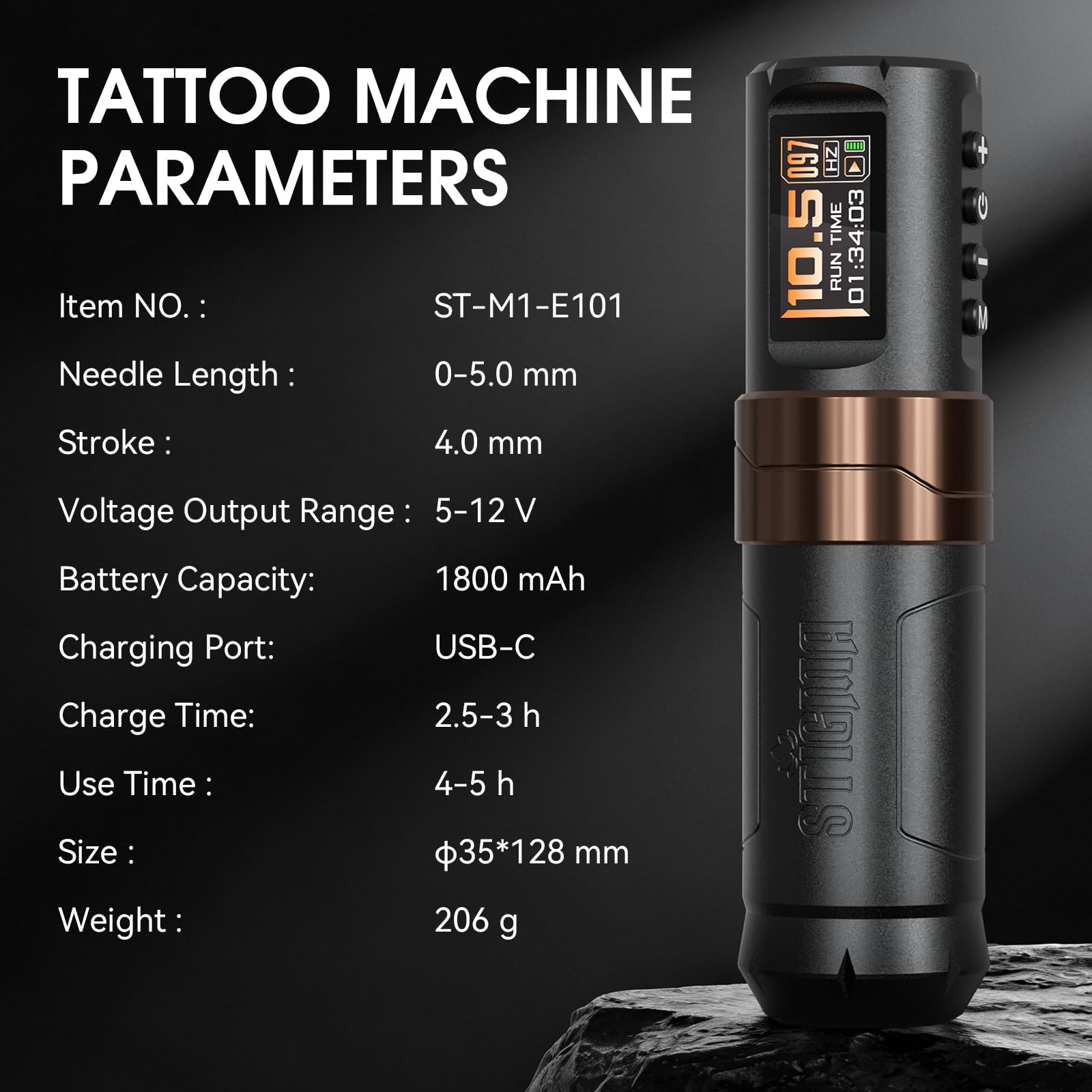 STIGMA Tattoo Maschine Set Wireless Tattoo Rotary Pen Kit – 2PCS 1800 mAh Akku, 2 Stück mit 20 Tattoo Nadeln, 10 Farbe Tinte Tattoo Kit ST-TKE101AEU-7