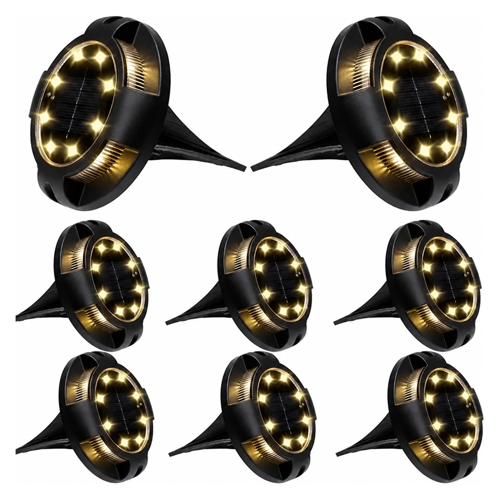 AMRTTWY In Ground Lights, Solar Lights Outdoor Disk Underground Lamp(Warm Side-Warm,4Pcs)