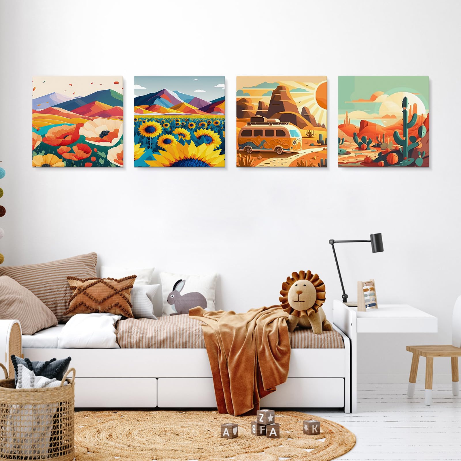 Jawecci Framed Painting by Numbers for Beginners Age Up 14 Years, 4Pack Landscape Painting by Numbers Kits Adults - Image 3