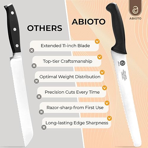 Miniatura 4 de Cuchillo de pan dentado para masa madre de pan casero – Cuchillo de pan de masa madre perfecto de 11 pulgadas hecho de acero inoxidable de alto